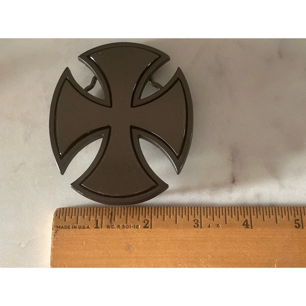 Gunmetal Grey Iron Cross Belt Buckle Biker Gothic Metal Accessory